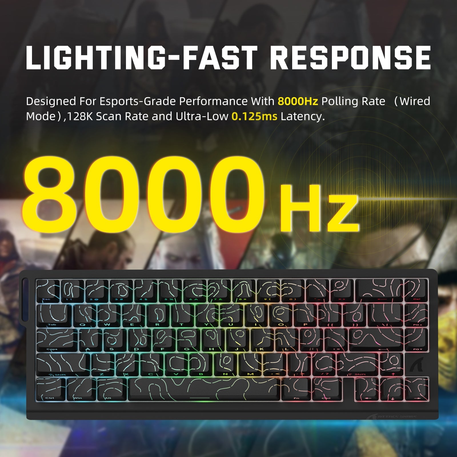 ATTACK SHARK X68PRO HE Wireless Rapid Trigger Keyboard Magnetic Switch