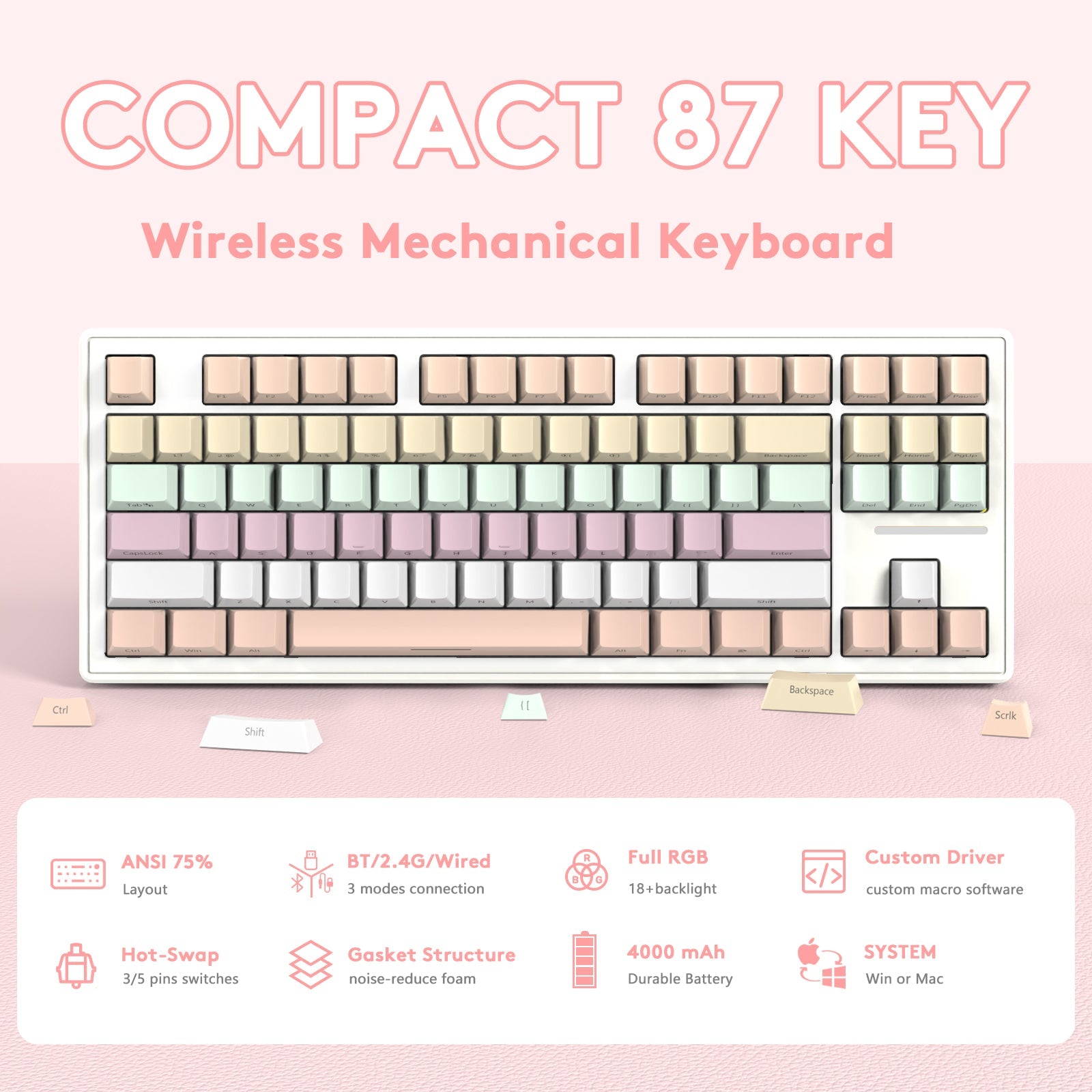 ATTACK SHARK M87 Wireless Mechanical Keyboard