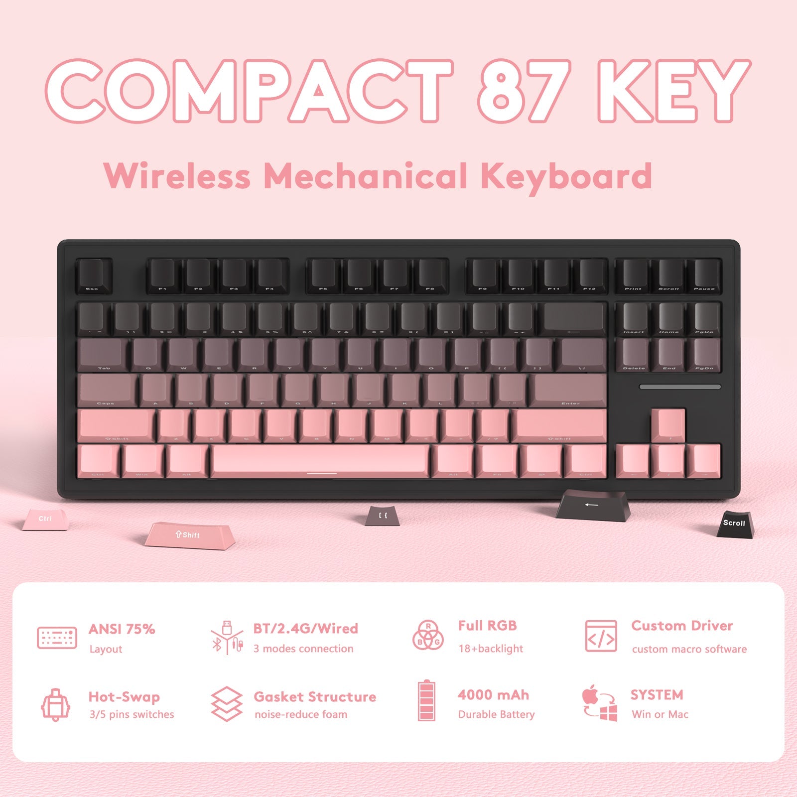 ATTACK SHARK M87 Wireless Mechanical Keyboard